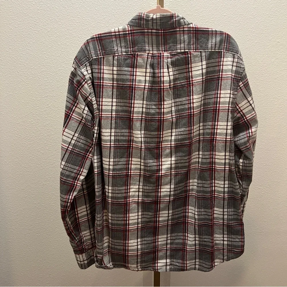 J.Crew flannel button-down slim fit long sleeve shirt Grey & Red Plaid XL